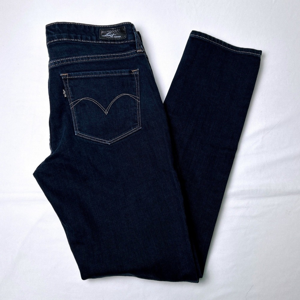 Levis Womens Demi Curve Low Rise Dark Indigo Stretch Skinny Jeans Size 4/27 Blue